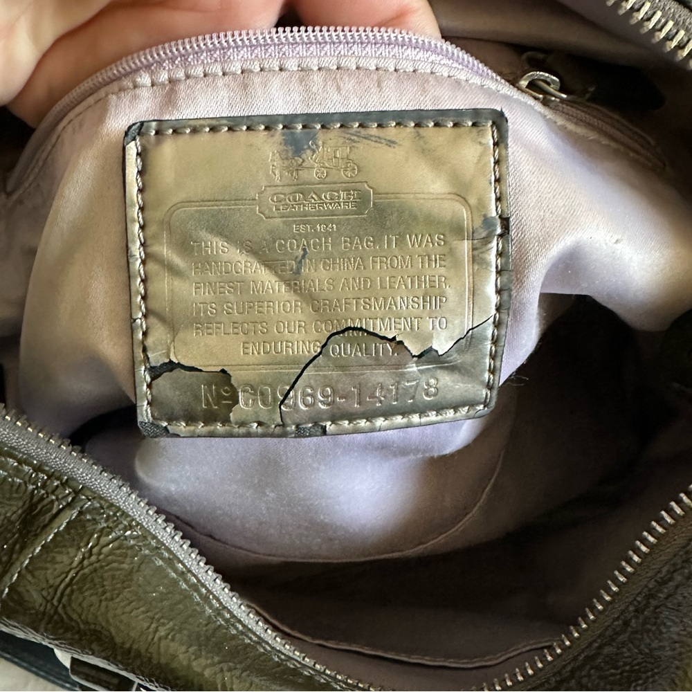 ❤️COACH Madison Sabrina Olive Green Patent Leather, CO969-14178- - Picture 10 of 10